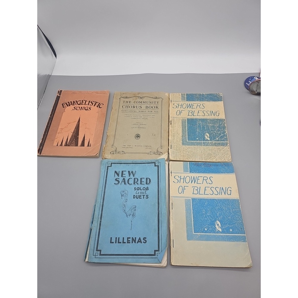 Vintage Hymnal Showers Of Blessing New Sacred Solos Chorus 1918 Book Lot Of 5